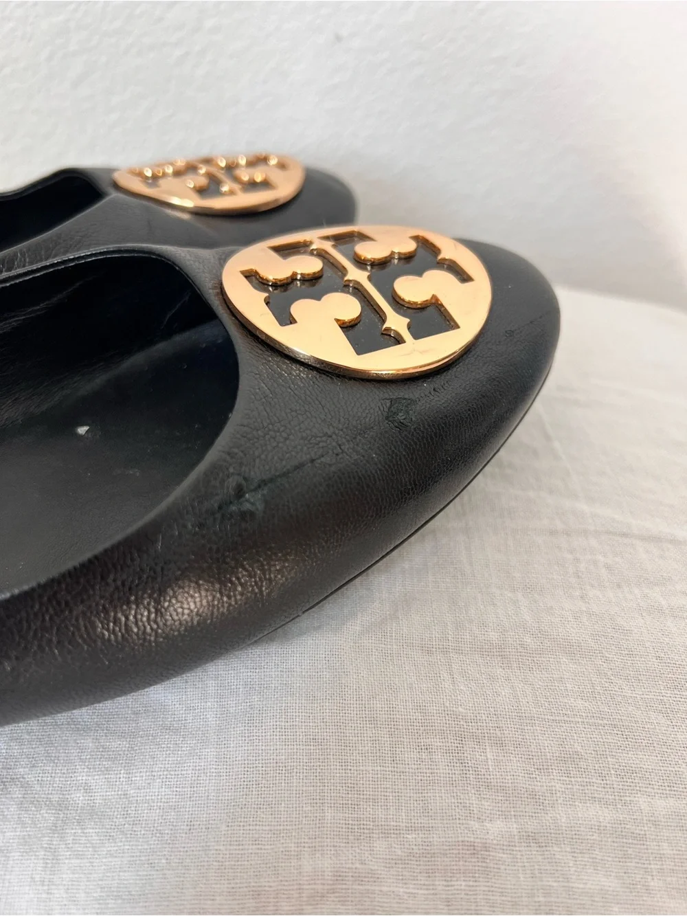 Tory Burch Claire Ballet Flats Women’s Size 9 Black Leather Slip-On Shoes